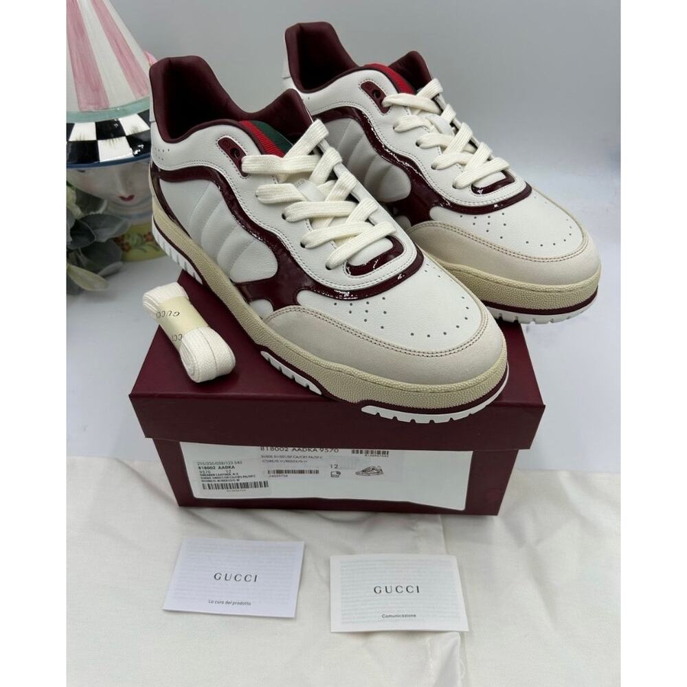 Men's Gucci re web leather sneakers size 12 fits 12.5 US made in Italy